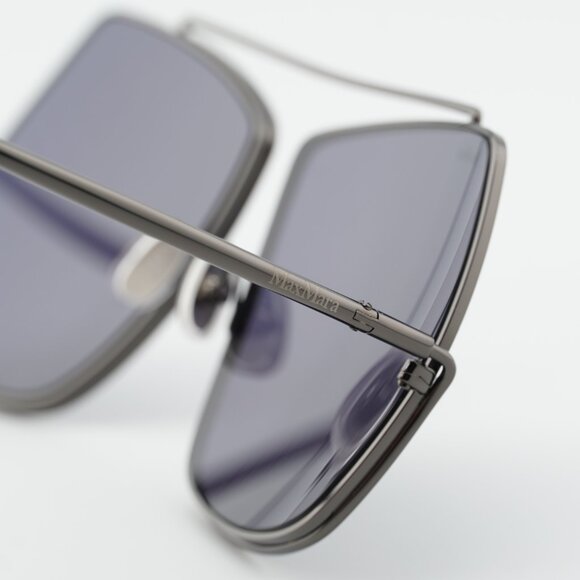 Max Mara Elsa MM0006 32N Sunglasses Shiny Gunmetal Geometric Frame, Smoke Lenses main image 8